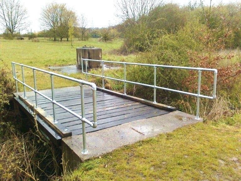 Steel Handrails & Wooden Bridge, Unilever House, Leatherhead, Surrey