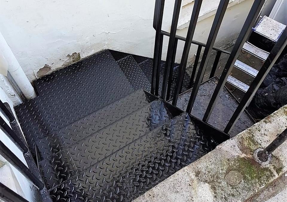 External Staircase with a balustrade on one side, London SW3