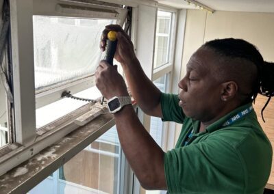 Servicing Window Winding Gear, Lister Hospital, Stevenage, Herts
