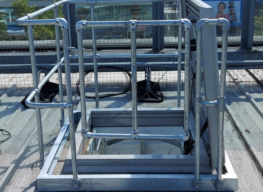 Railings & Gate Above Roof Hatch, Westfield London, Shepherds Bush, London W12